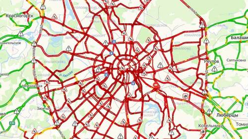 «Яндекс.Карты» ночью показывают десятибалльные пробки по всей Москве