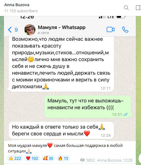 «Что ни выложишь – ненависти не избежать»: Анна Бузова опубликовала переписку с мамой | StarHit.ru
